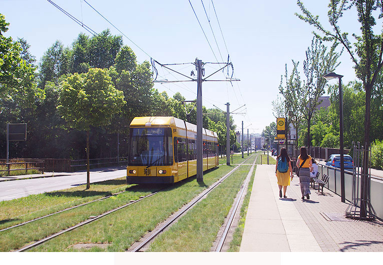 Die Straßenbahn in Dresden - Haltestelle Abzweig nach Reick