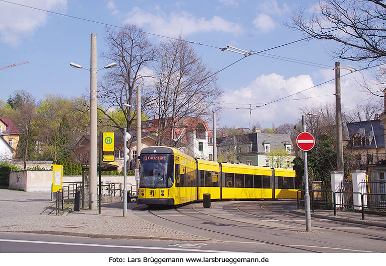 Die Haltestelle Wilder Mann der Straßenbahn in Dresden