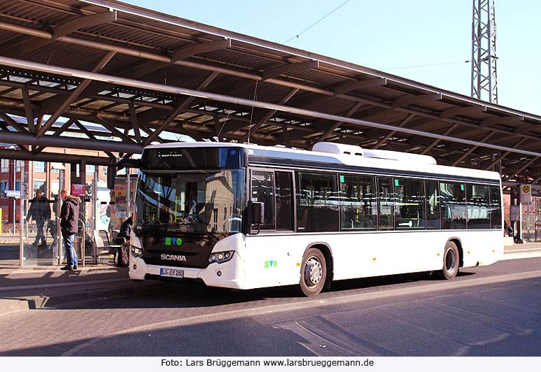 Ein KVG Bus von Scania auf dem ZOB in Lüneburg