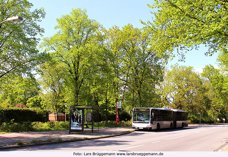 Die Buslinie 21 vormals 184 in Hamburg an der Haltestelle Hemmingstedter Weg