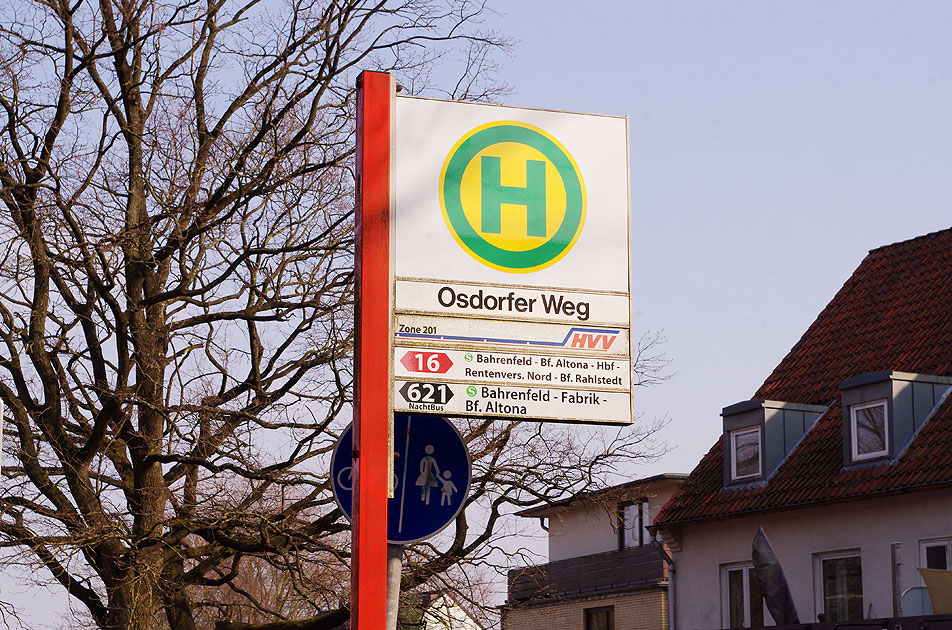 Bushaltestellenschild Osdorfer in Hamburg