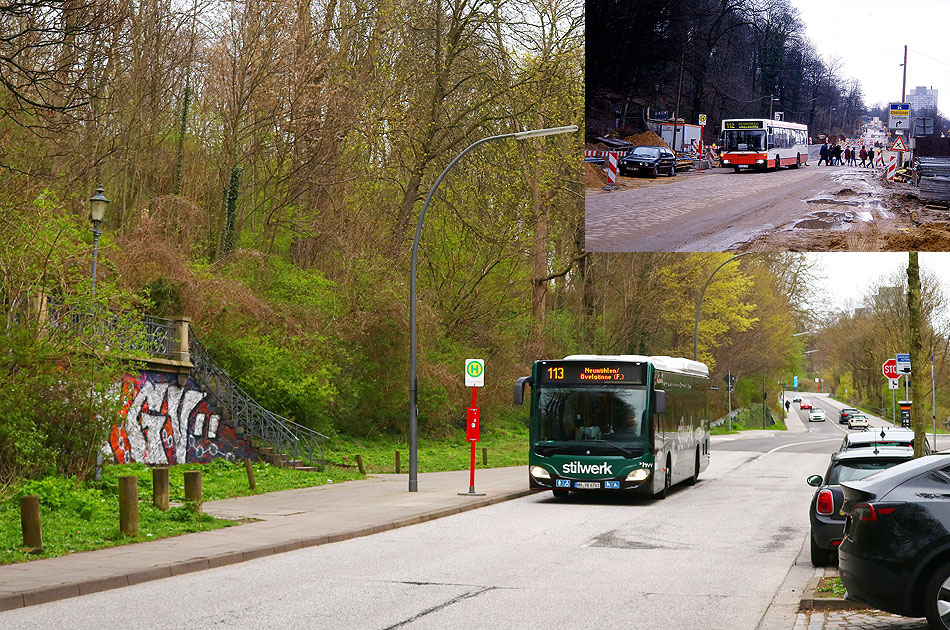 Die Bushaltestelle Neumühler Kirchenweg