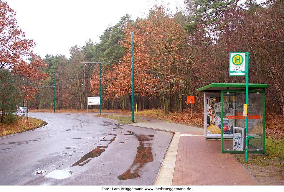 Die Haltestelle Neue Straße vom Obus in Eberswalde