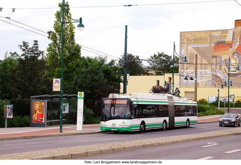 Hier ein Solaris-Obus in Eberswalde: Solingen hat seinen ersten Obus mit Akku zum fahren ohne Oberleitung