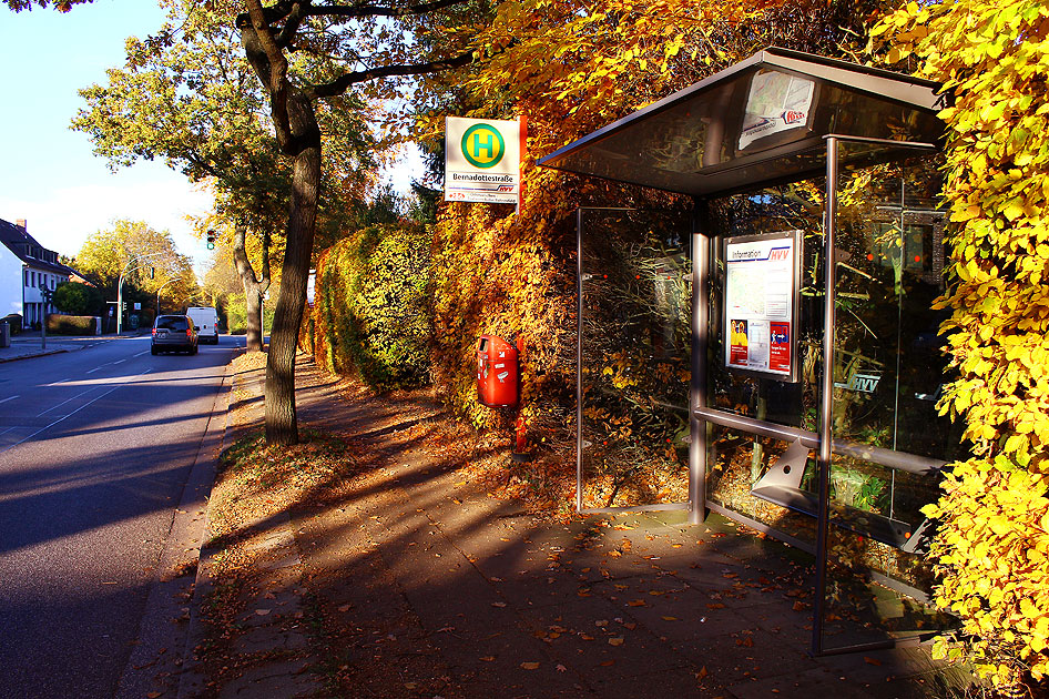 Die Bushaltestelle Bernadottestraße der Buslinie 286 in Hamburg