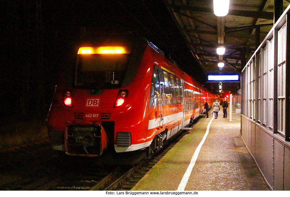 Ein Triebwagen der Baureihe 442 im Bahnhof Riesa