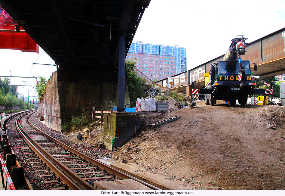 Baustelle zum Austausch der Brücken am Bahnhof Berliner Tor