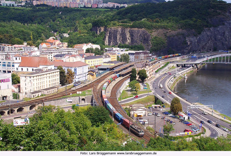 Güterzug der CD im Bahnhof Usti nad Labem