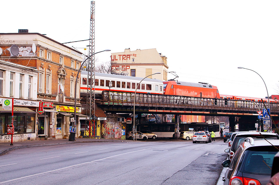 Die Sternbrücke in Hamburg an der Verbindungsbahn zwischen Holstenstraße und Sternschanze