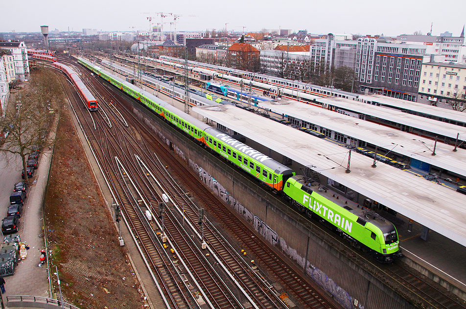 Der Flixtrain aus Köln in Hamburg-Altona