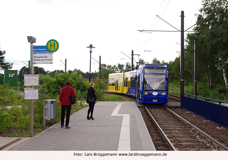 Die Straßenbahn in Schwerin - Haltestelle Neu Pampow