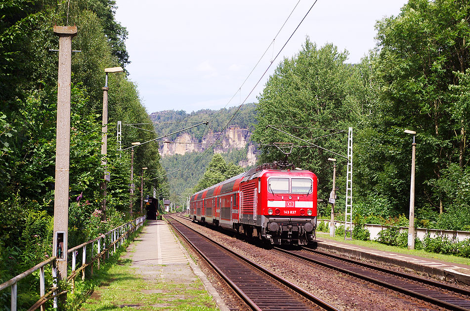 Der Bahnhof Schmilka-Hirschmühle der S-Bahn Dresden