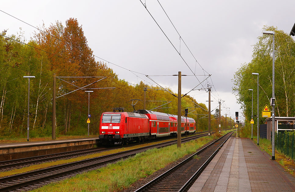 Eine 146 im Bahnhof Wieren