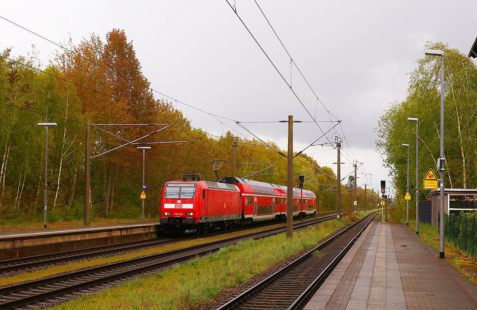 Eine 146 im Bahnhof Wieren