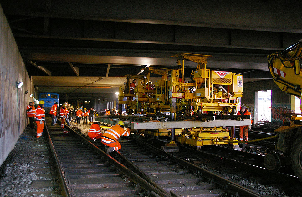Gleisbauarbeiten im Hamburger Hauptbahnhof
