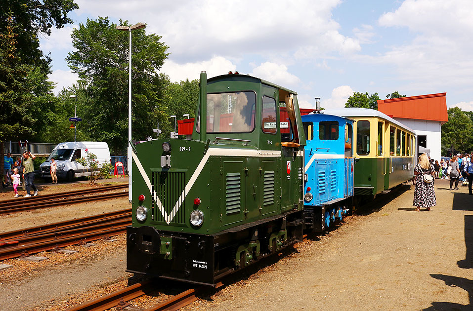 Die Lok 199-2 von der Parkeisenbahn Cottbus