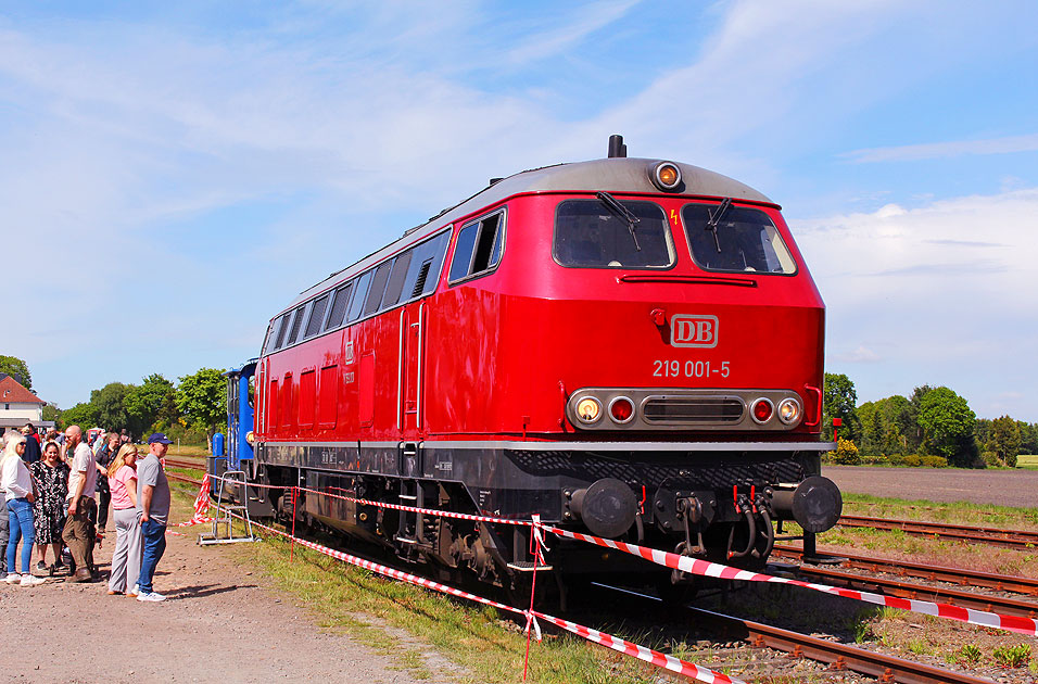 Die 219 001-5 von Lokrapid im Bahnhof Gnarrenburg