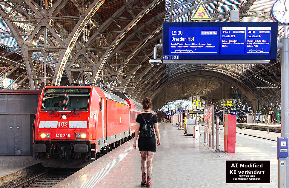 Die 146 205 in Leipzig Hbf auf Gleis 21