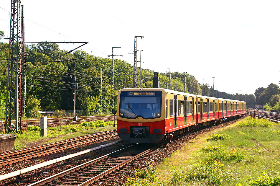 Eine Berliner S-Bahn der Baureihe 481 im Bahnhof Berlin-Wannsee
