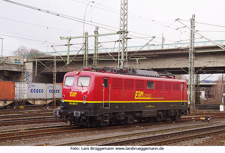 Die EBM Cargo 140 003 im Bahnhof Hamburg-Harburg