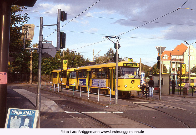 Die Straßenbahn in Dresden in der Schleife Bühlau