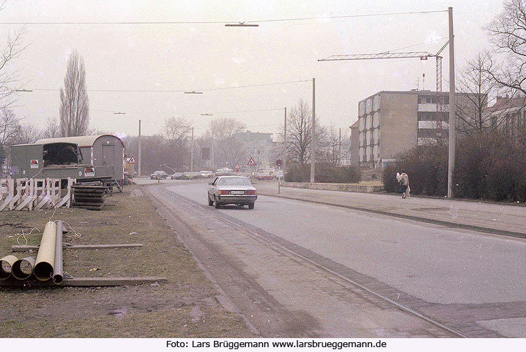 Straßenbahngleise in Hamburg St. Georg zwischen Graummansweg und Krankenhaus St. Georg