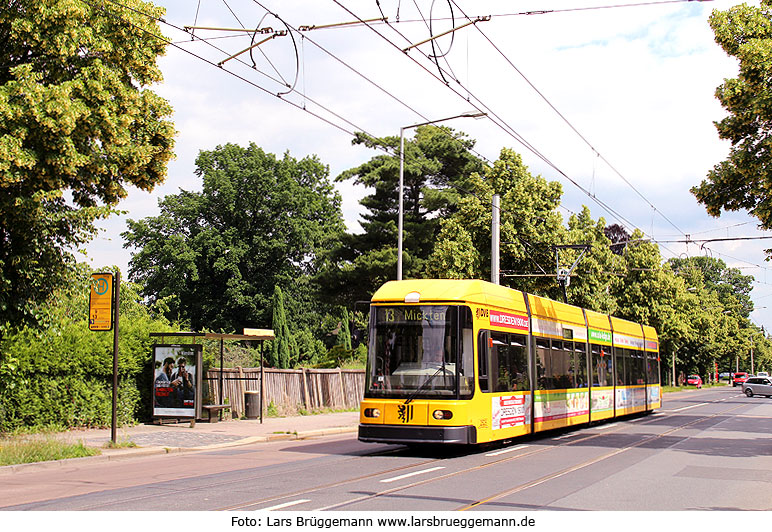 Die Haltestelle Mockritzer straße der Straßenbahn in Dresden