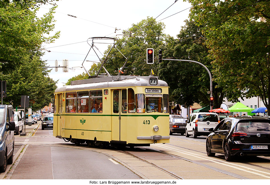 Gotha Traditionswagen der Straßenbahn in Magdeburg vormals Dessau