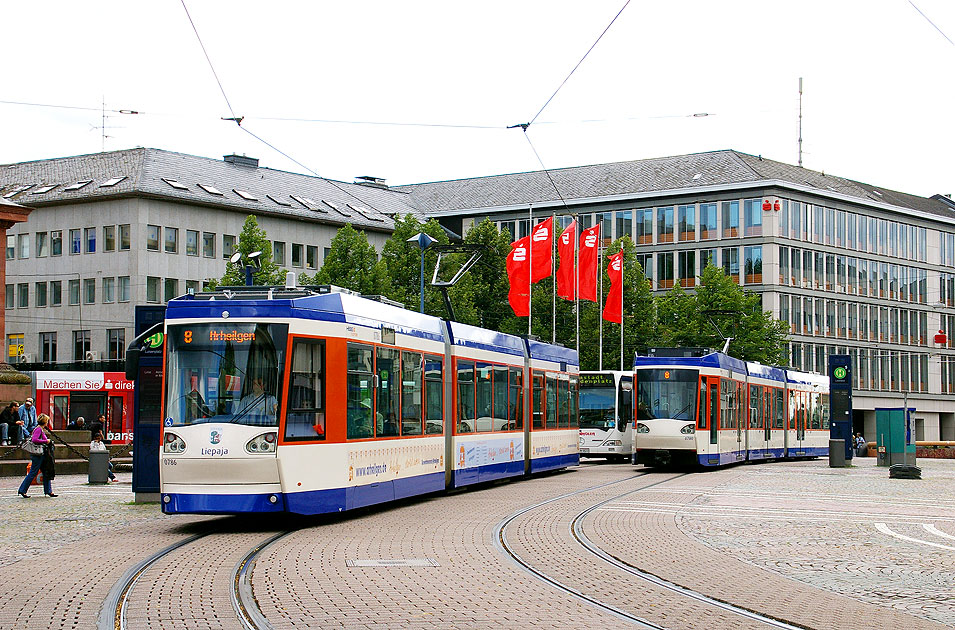 Die Straßenbahn in Darmstadt am Luisenplatz