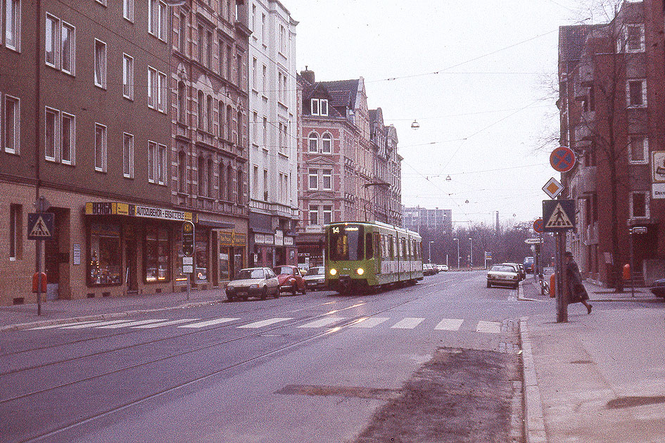 Die Haltestelle Ungerstraße der Stadtbahn (Straßenbahn) in Hannover