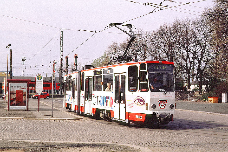 Tatra Straßenbahn in Zwickau am Hauptbahnhof