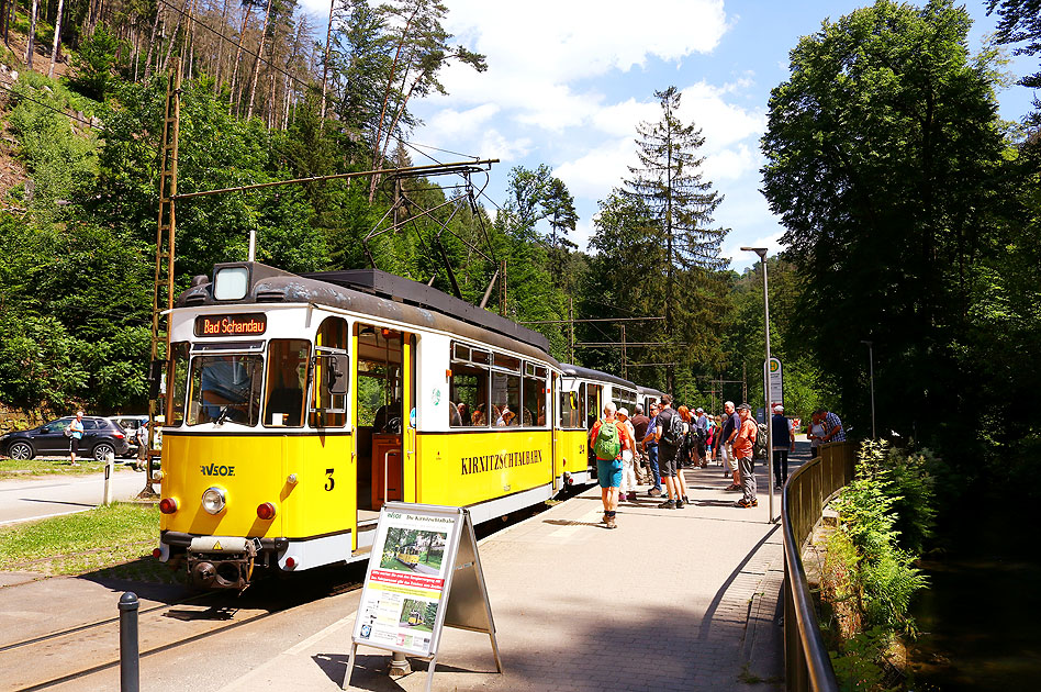 Die Kirnitzschtalbahn am Lichtenhainer Wassrfall