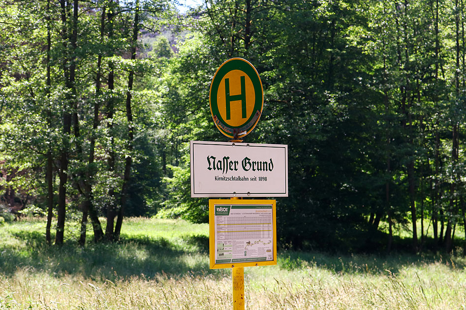 Die Haltestelle Nasser Grund der Kirnitzschtalbahn