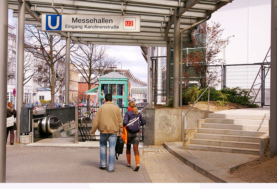 Die U-Bahn-Haltestelle Messehallen in Hamburg