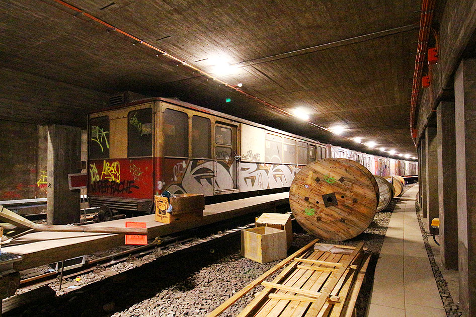 Der T-Wagen 18 im Kehrgleis Horner Rennbahn in Hamburg
