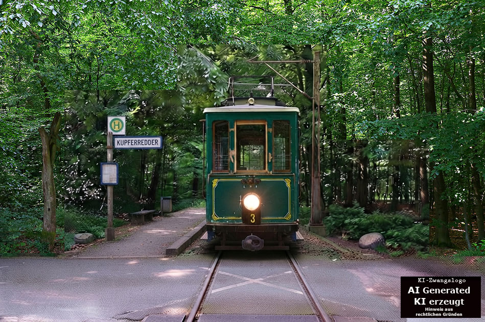 Die Haltestelle Kupferredder an der Kleinbahn Altrahlstedt - Wohldorf