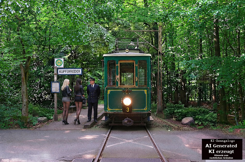 Die Haltestelle Kupferredder an der Kleinbahn Altrahlstedt - Wohldorf