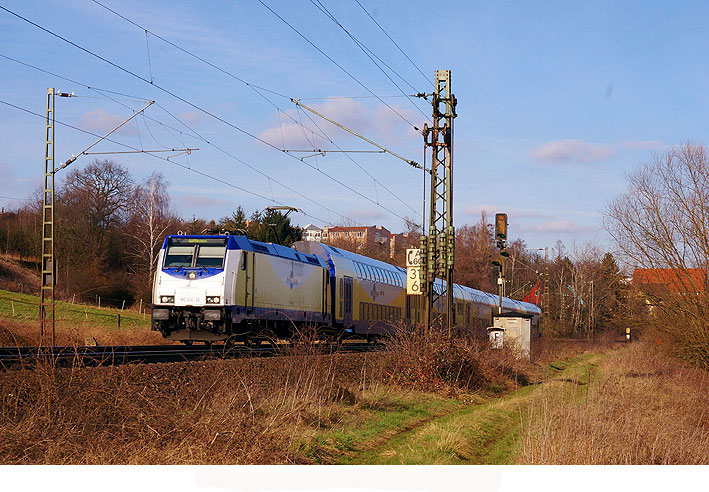Der Metronom mit Bombardier Loks und Wagen