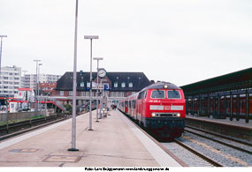 DB Baureihe 218 im Bahnhof Westerland auf Sylt