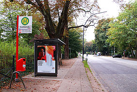 Die Bushaltestelle Susettestraße an der Buslinie 36