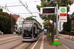 Die Haltestelle Am Stern bei der Straßenbahn in Bremen