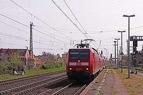 Eine Lok der Baureihe 146 im Bahnhof Schönebeck (Elbe)