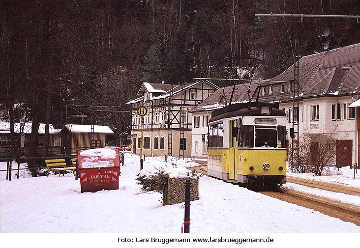 Die Kirnitzschtalbahn am LIchtenhainer Wasserfall