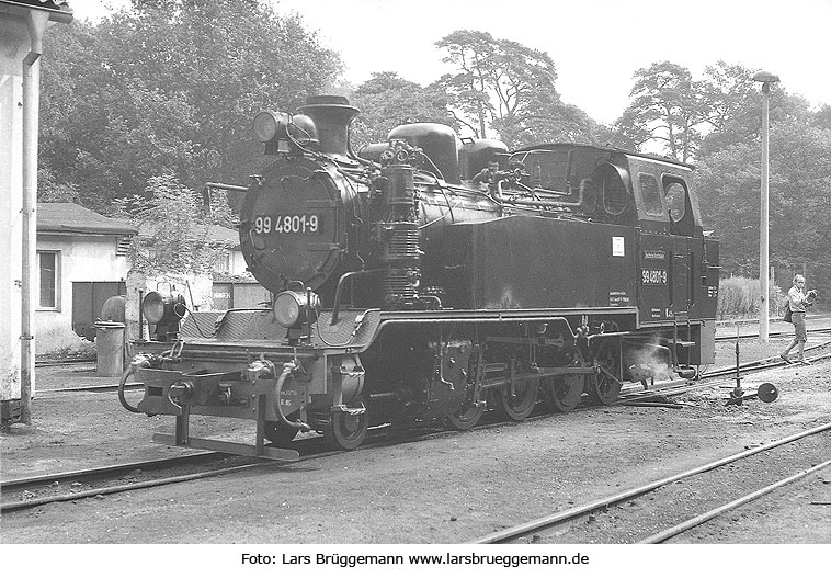 Die 99 4801 der Deutschen Reichsbahn in Göhren auf Rügen - Der Rasende Roland