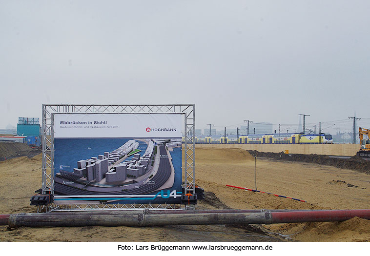 Hamburg Pfeilerbahn - Baustelle U-Bahn Hafencity zu den Elbbrücken