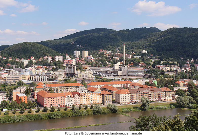 Die Stadt Aussig heute Usti nad Labem in Tschechien