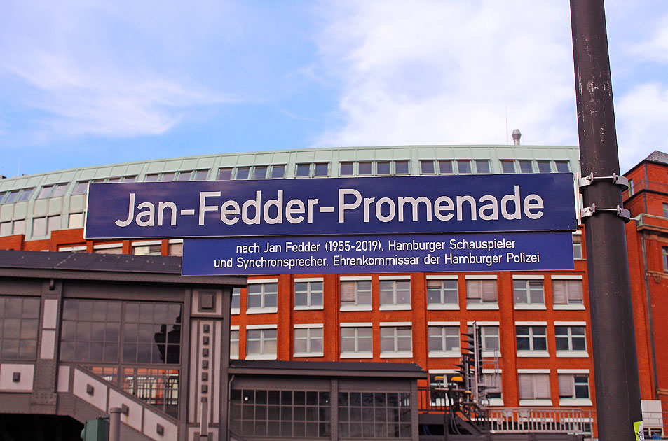 Ein Stra&szlig;enschild von der Jan-Fedder-Promeande